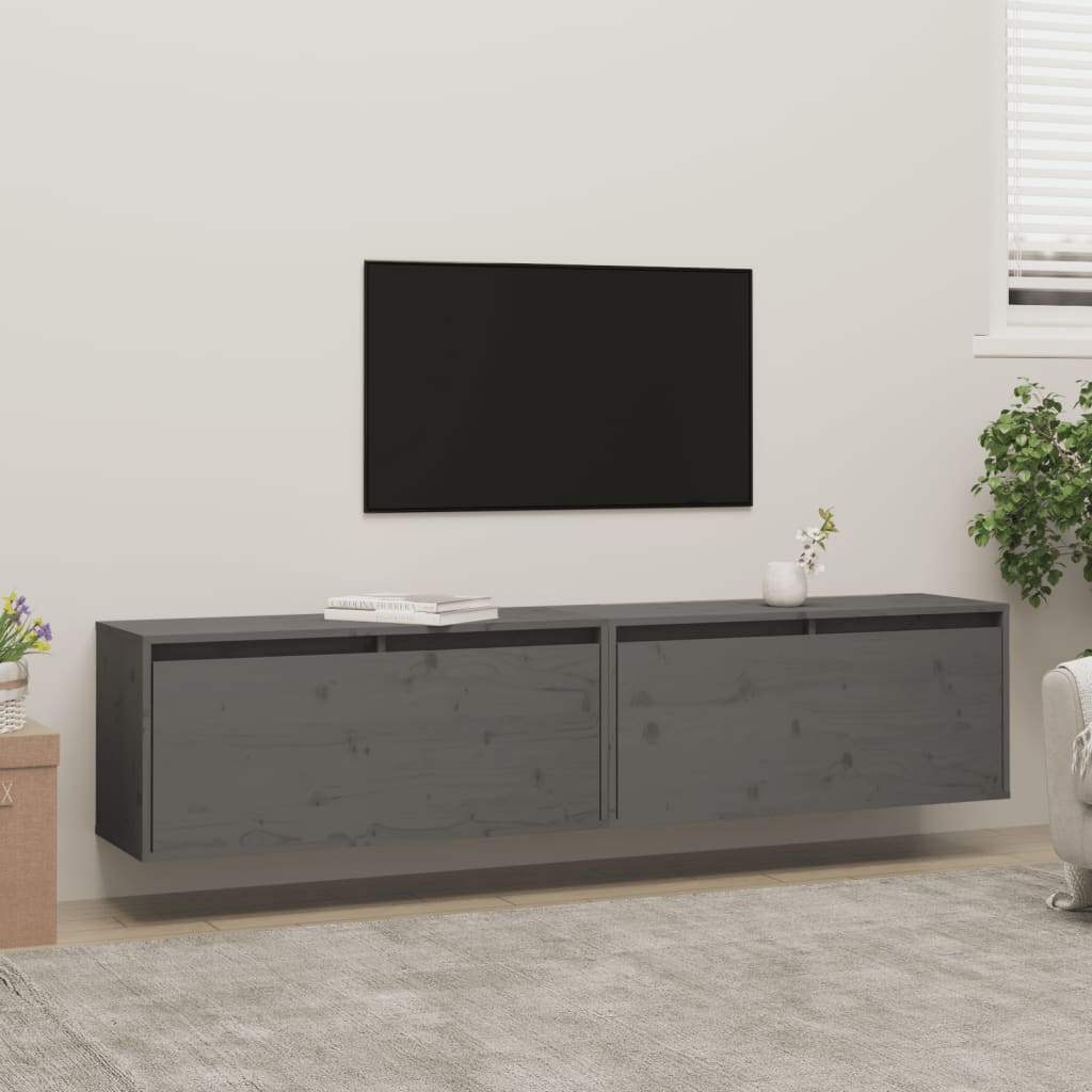 Seinäkaapit 2 kpl harmaa 80x30x35 cm täysi mänty - Sisustajankoti.fi