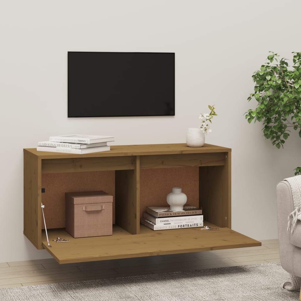 Seinäkaappi hunajanruskea 80x30x35 cm täysi mänty - Sisustajankoti.fi