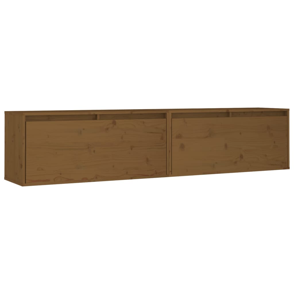 Seinäkaapit 2 kpl hunajanruskea 80x30x35 cm täysi mänty - Sisustajankoti.fi