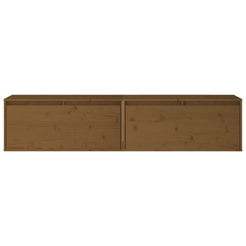 Seinäkaapit 2 kpl hunajanruskea 80x30x35 cm täysi mänty - Sisustajankoti.fi
