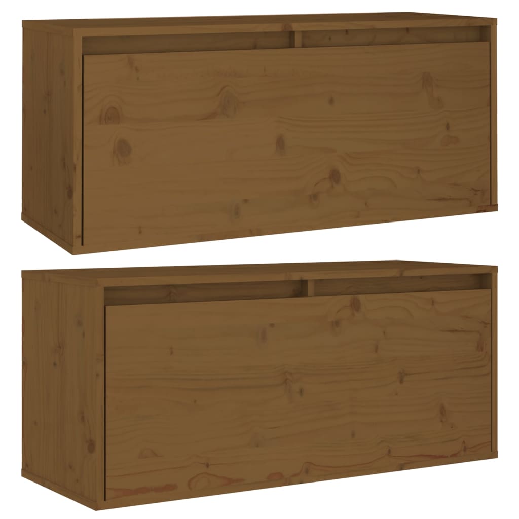 Seinäkaapit 2 kpl hunajanruskea 80x30x35 cm täysi mänty - Sisustajankoti.fi