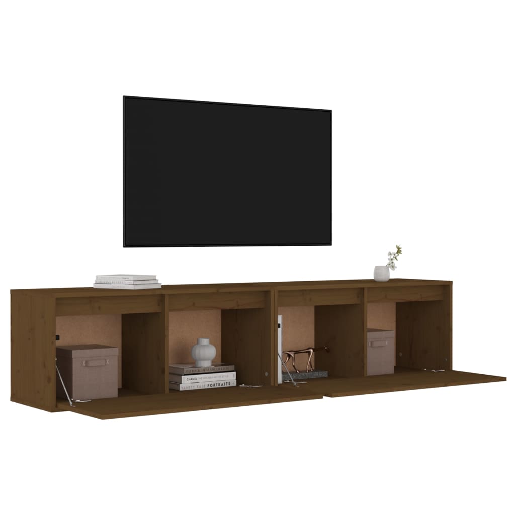 Seinäkaapit 2 kpl hunajanruskea 80x30x35 cm täysi mänty - Sisustajankoti.fi