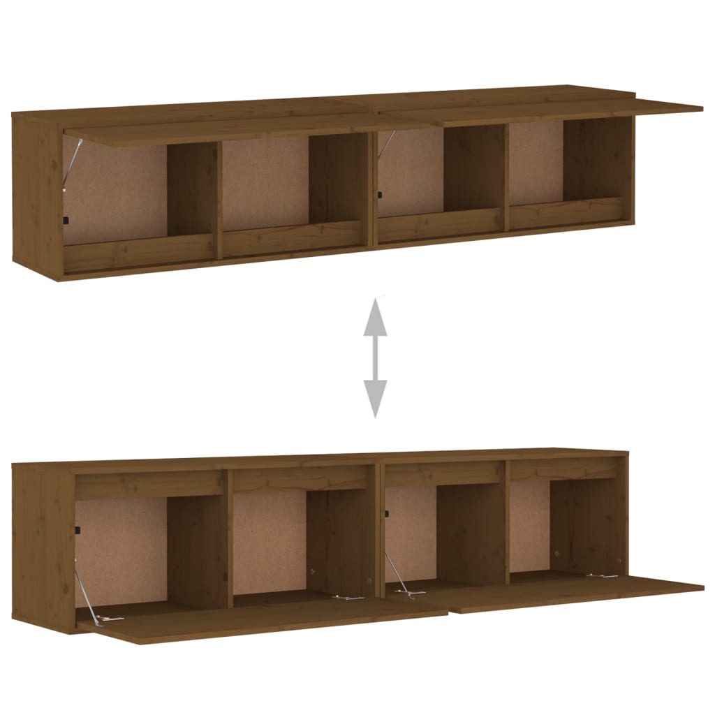 Seinäkaapit 2 kpl hunajanruskea 80x30x35 cm täysi mänty - Sisustajankoti.fi