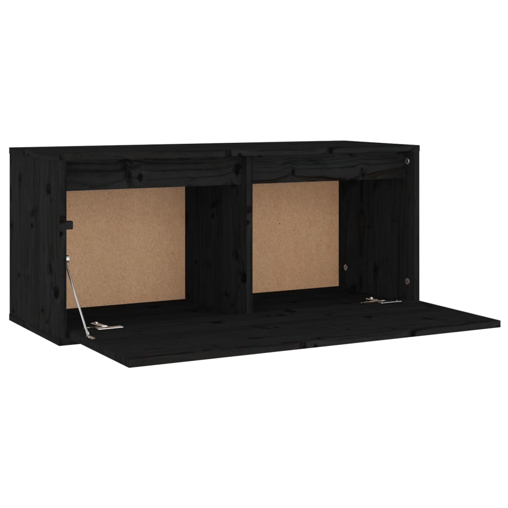 Seinäkaappi musta 80x30x35 cm täysi mänty - Sisustajankoti.fi