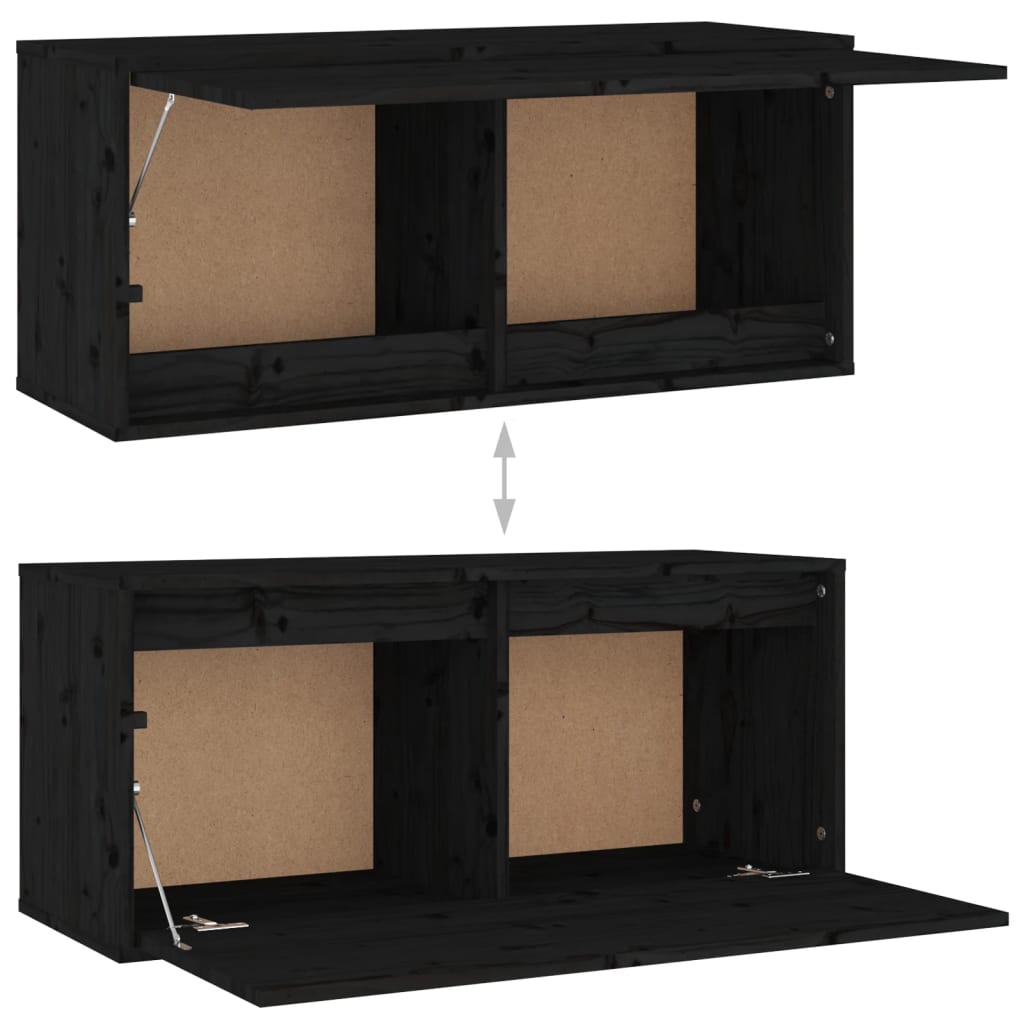 Seinäkaappi musta 80x30x35 cm täysi mänty - Sisustajankoti.fi