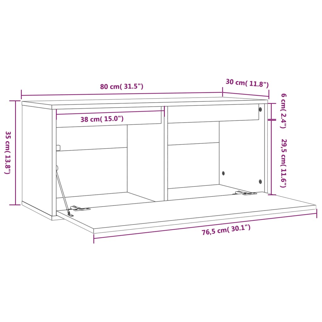 Seinäkaappi musta 80x30x35 cm täysi mänty - Sisustajankoti.fi