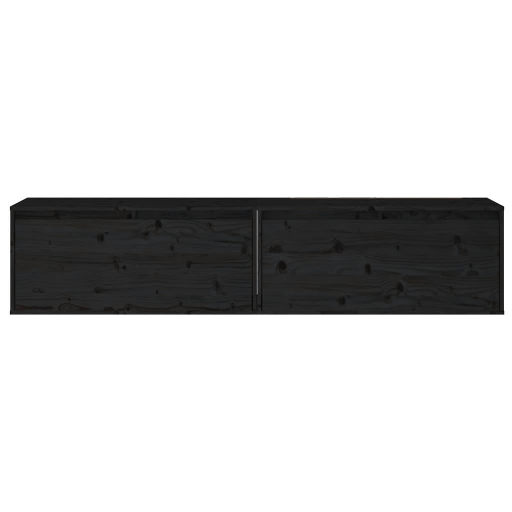 Seinäkaapit 2 kpl musta 80x30x35 cm täysi mänty - Sisustajankoti.fi