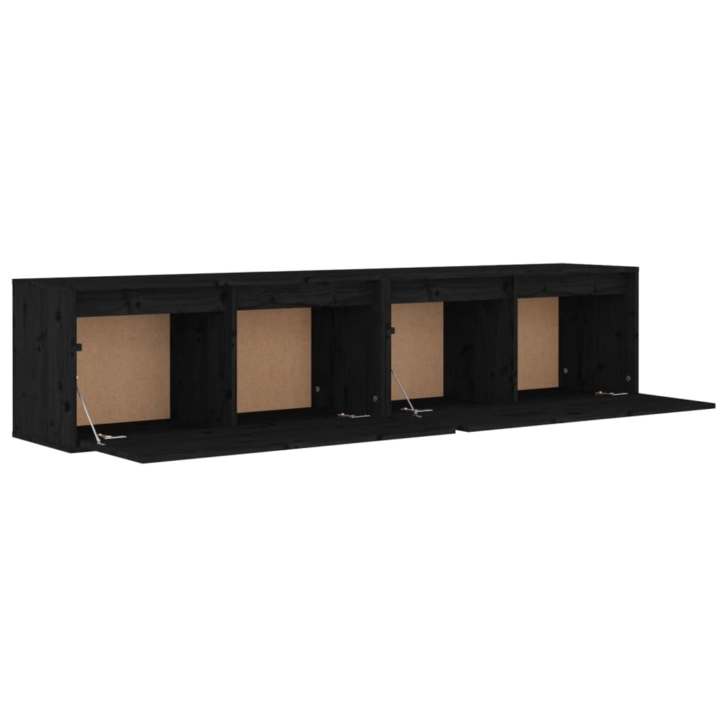 Seinäkaapit 2 kpl musta 80x30x35 cm täysi mänty - Sisustajankoti.fi