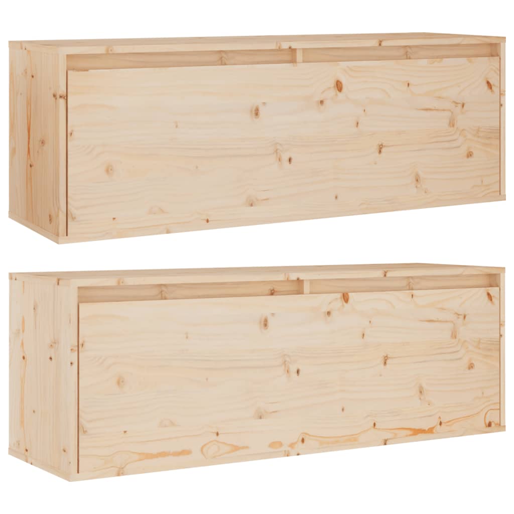 Seinäkaapit 2 kpl 100x30x35 cm täysi mänty - Sisustajankoti.fi