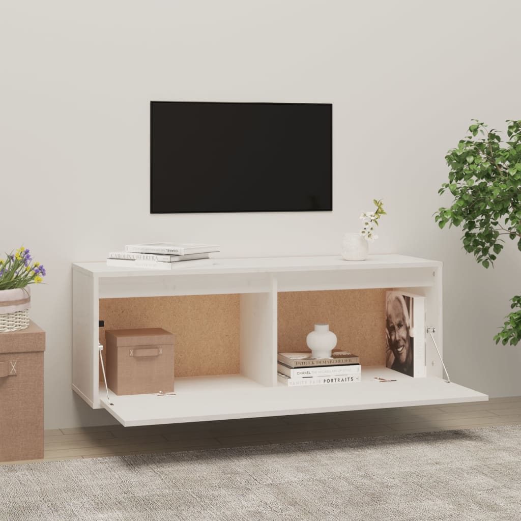Seinäkaappi valkoinen 100x30x35 cm täysi mänty - Sisustajankoti.fi