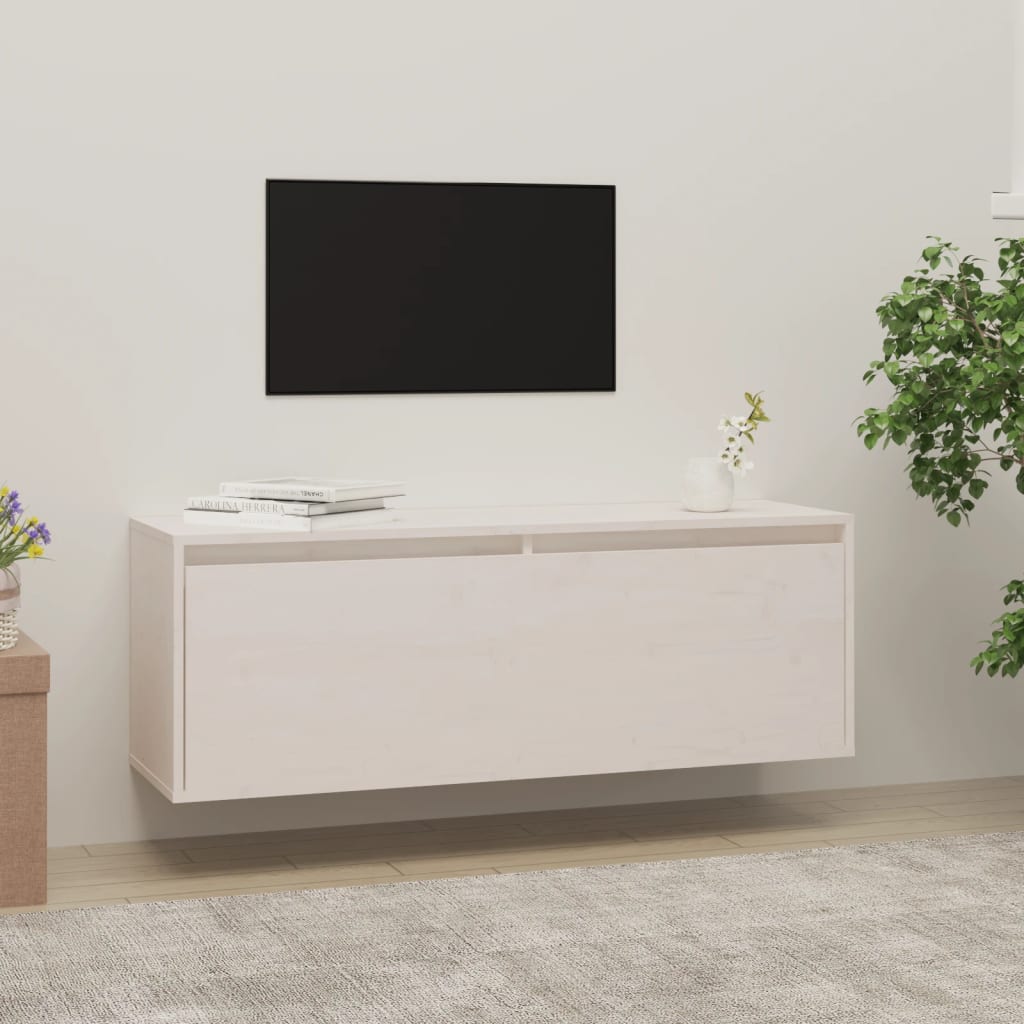 Seinäkaappi valkoinen 100x30x35 cm täysi mänty - Sisustajankoti.fi