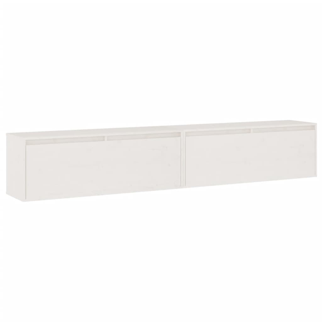 Seinäkaapit 2 kpl valkoinen 100x30x35 cm täysi mänty - Sisustajankoti.fi