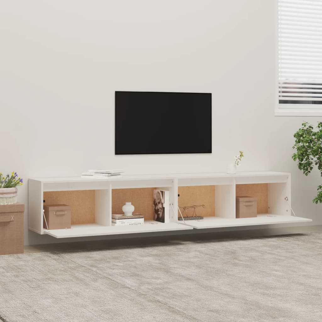 Seinäkaapit 2 kpl valkoinen 100x30x35 cm täysi mänty - Sisustajankoti.fi