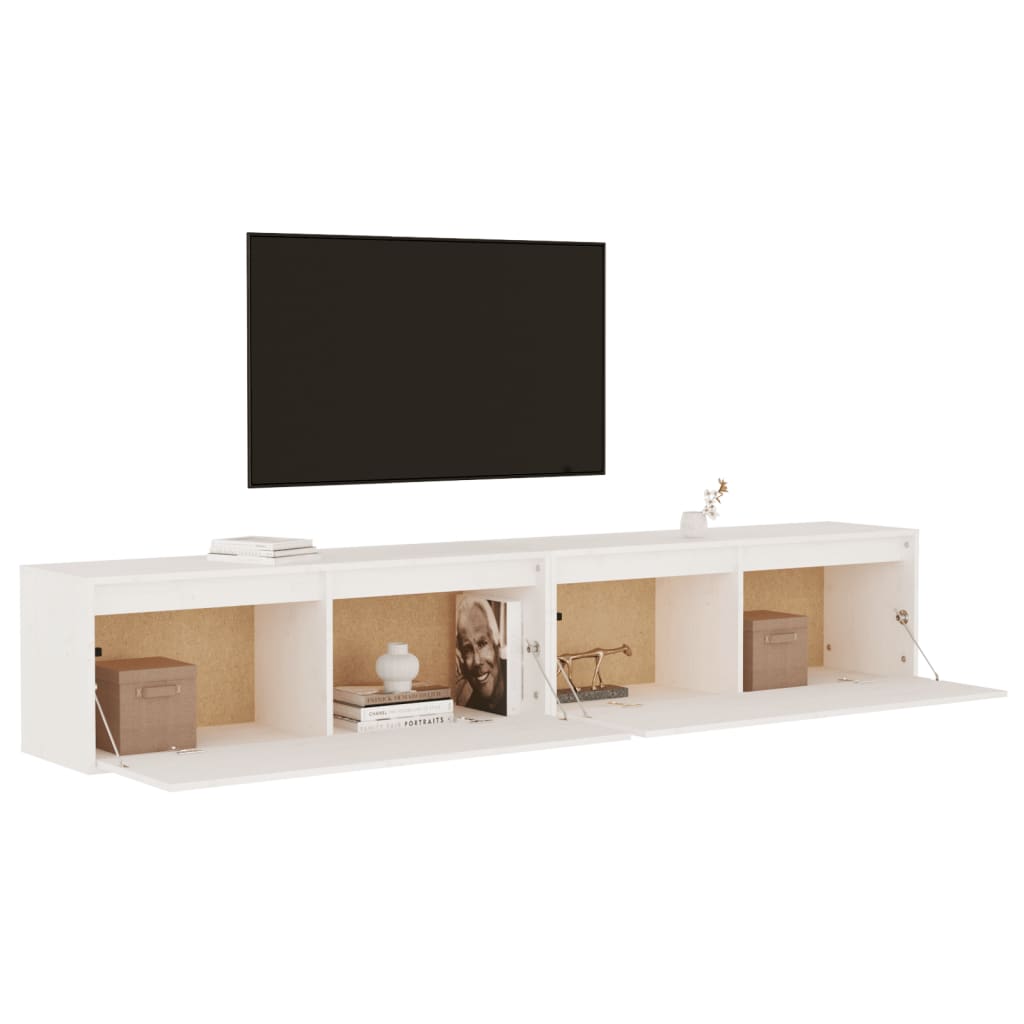 Seinäkaapit 2 kpl valkoinen 100x30x35 cm täysi mänty - Sisustajankoti.fi