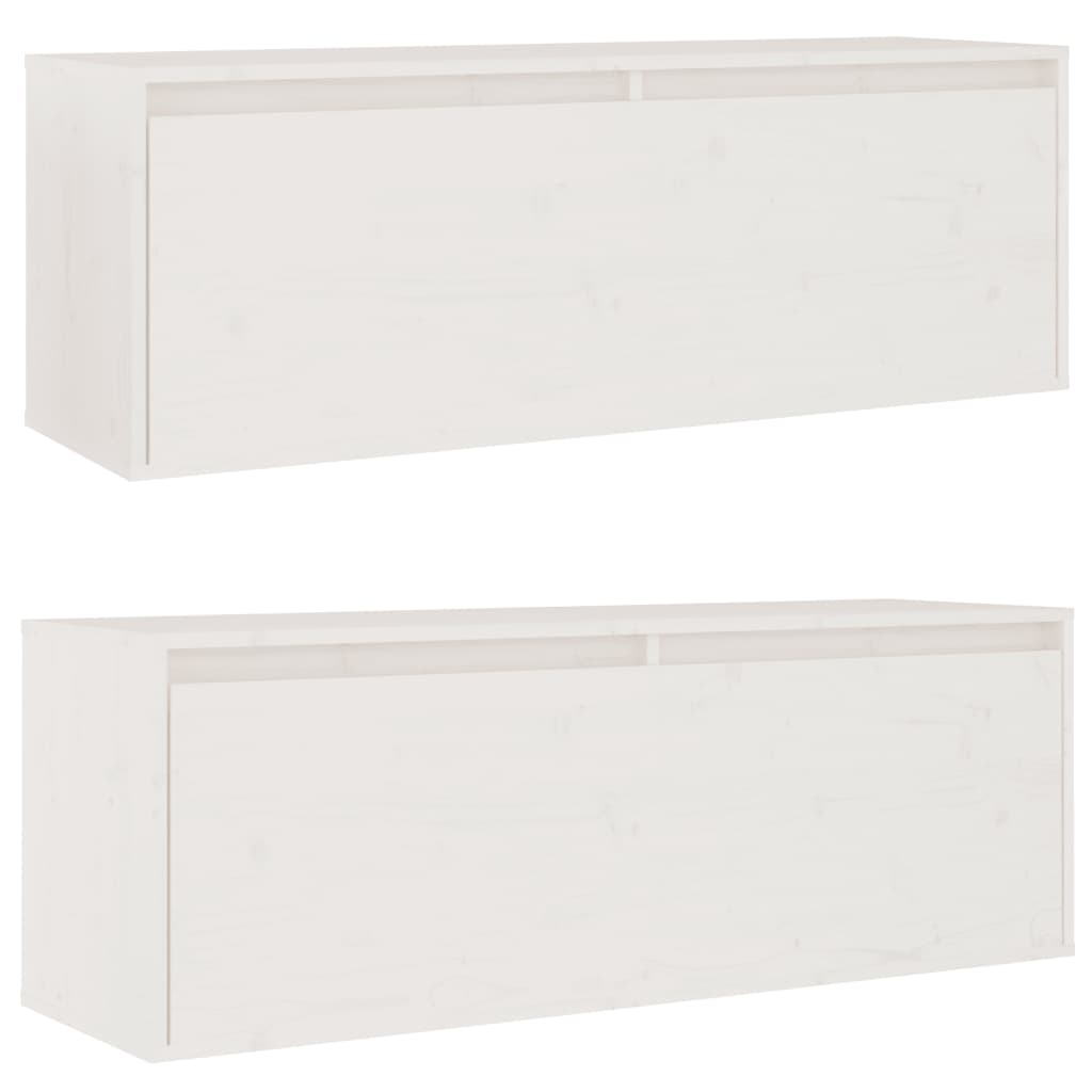 Seinäkaapit 2 kpl valkoinen 100x30x35 cm täysi mänty - Sisustajankoti.fi