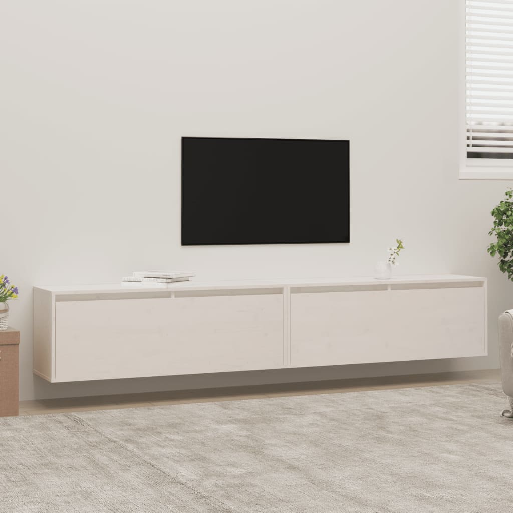 Seinäkaapit 2 kpl valkoinen 100x30x35 cm täysi mänty - Sisustajankoti.fi