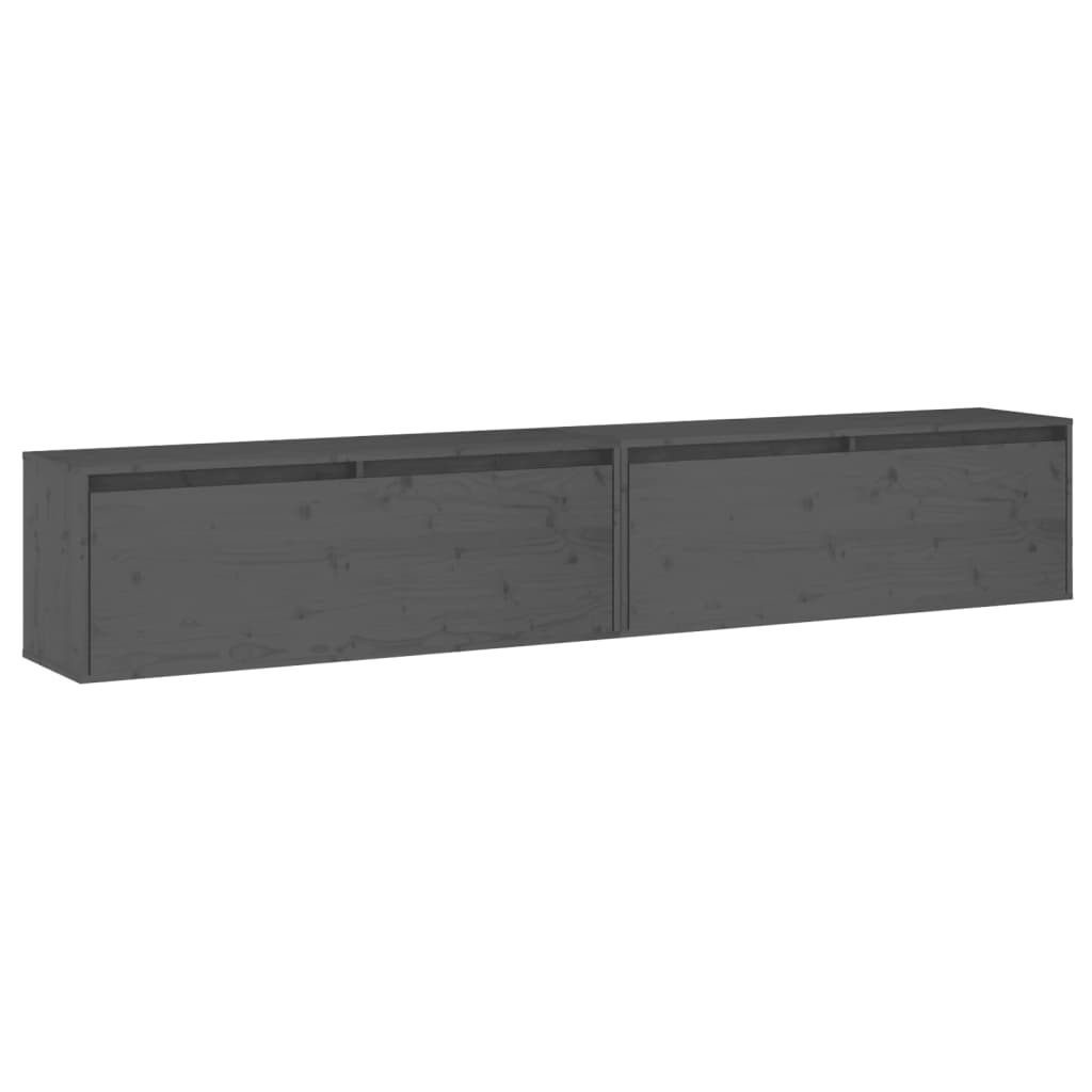 Seinäkaapit 2 kpl harmaa 100x30x35 cm täysi mänty - Sisustajankoti.fi