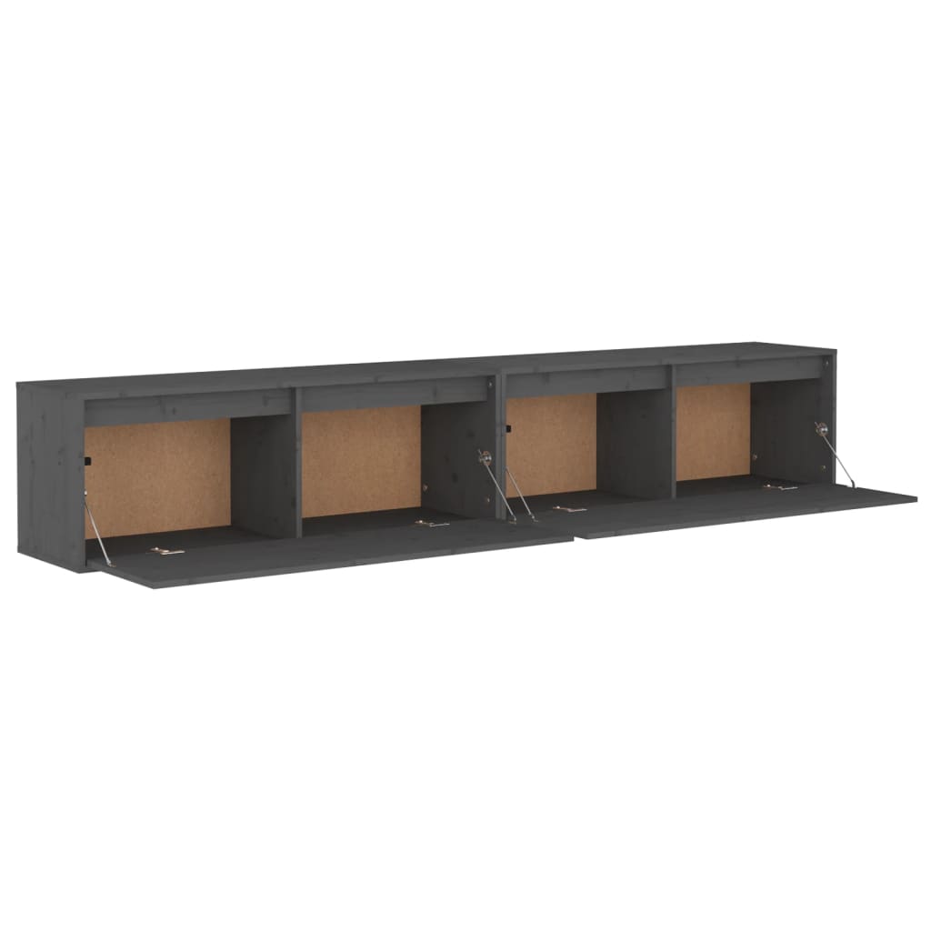Seinäkaapit 2 kpl harmaa 100x30x35 cm täysi mänty - Sisustajankoti.fi