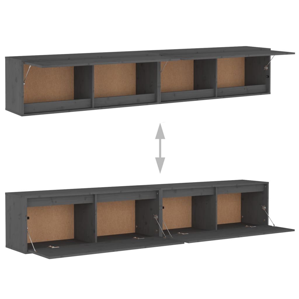 Seinäkaapit 2 kpl harmaa 100x30x35 cm täysi mänty - Sisustajankoti.fi