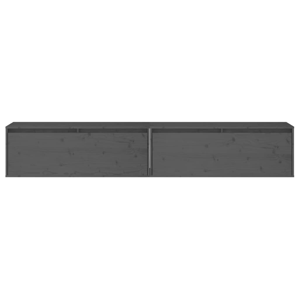 Seinäkaapit 2 kpl harmaa 100x30x35 cm täysi mänty - Sisustajankoti.fi