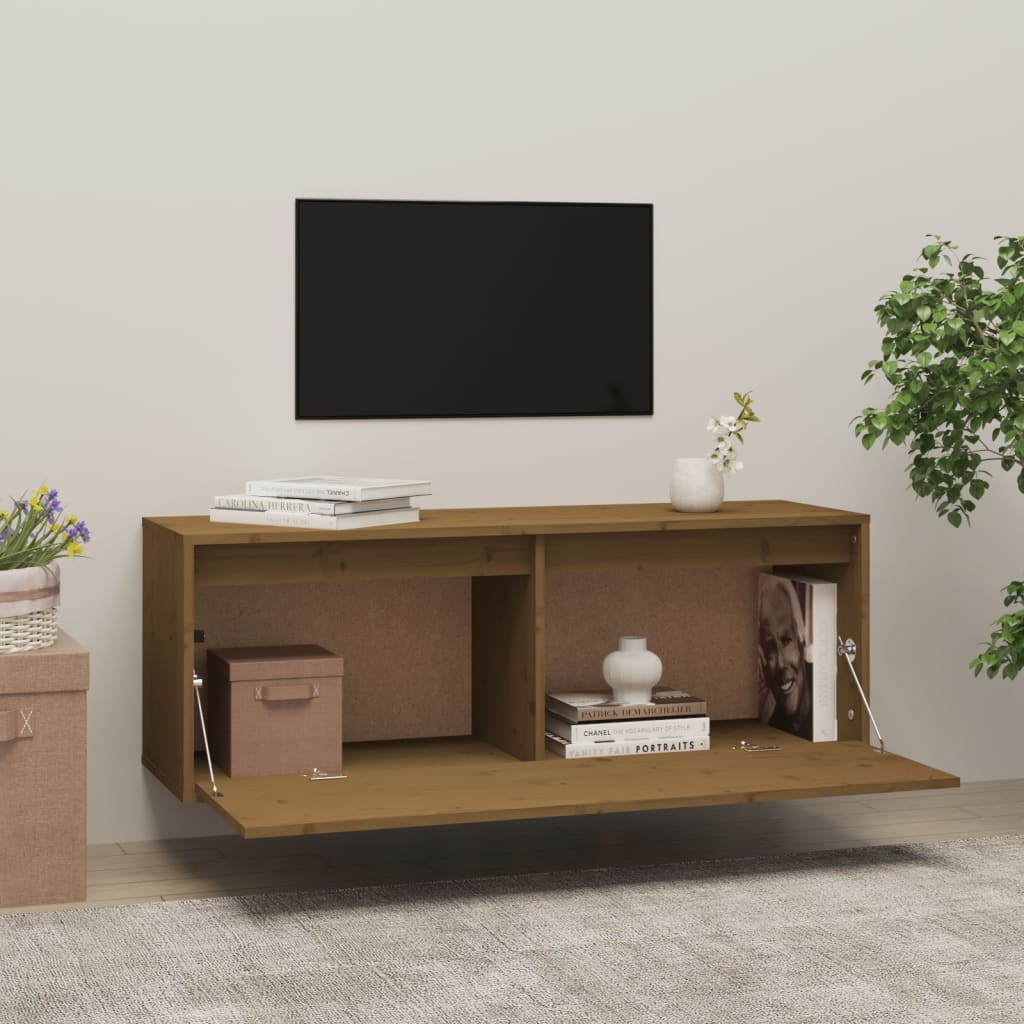 Seinäkaappi hunajanruskea 100x30x35 cm täysi mänty - Sisustajankoti.fi