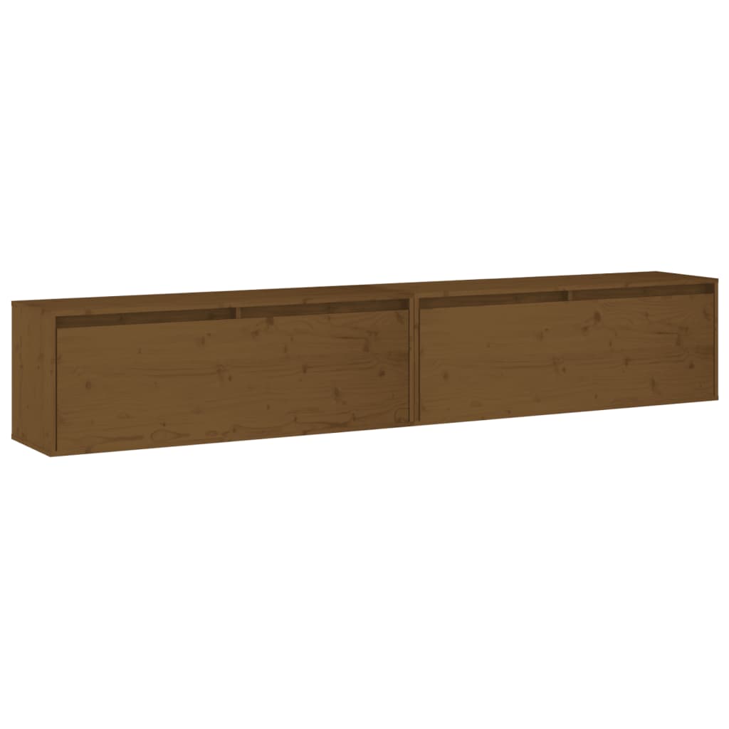 Seinäkaapit 2 kpl hunajanruskea 100x30x35 cm täysi mänty - Sisustajankoti.fi