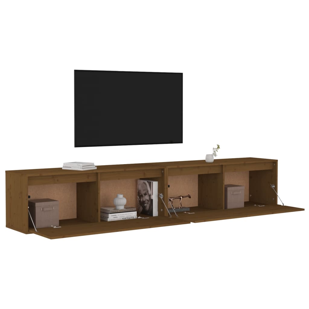 Seinäkaapit 2 kpl hunajanruskea 100x30x35 cm täysi mänty - Sisustajankoti.fi