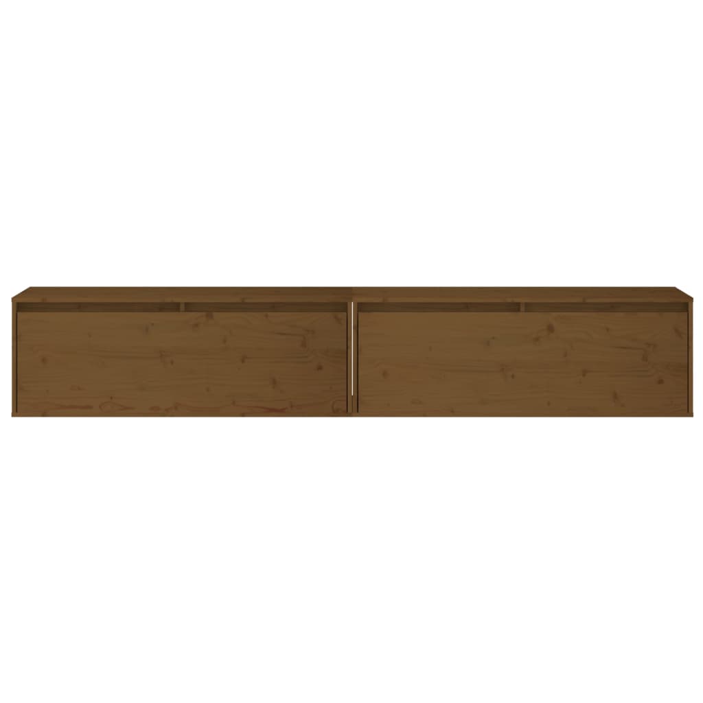 Seinäkaapit 2 kpl hunajanruskea 100x30x35 cm täysi mänty - Sisustajankoti.fi