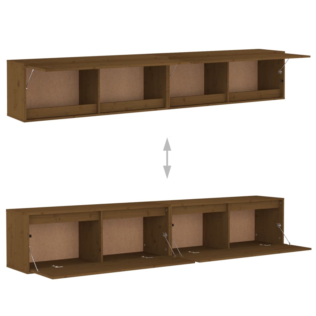 Seinäkaapit 2 kpl hunajanruskea 100x30x35 cm täysi mänty - Sisustajankoti.fi