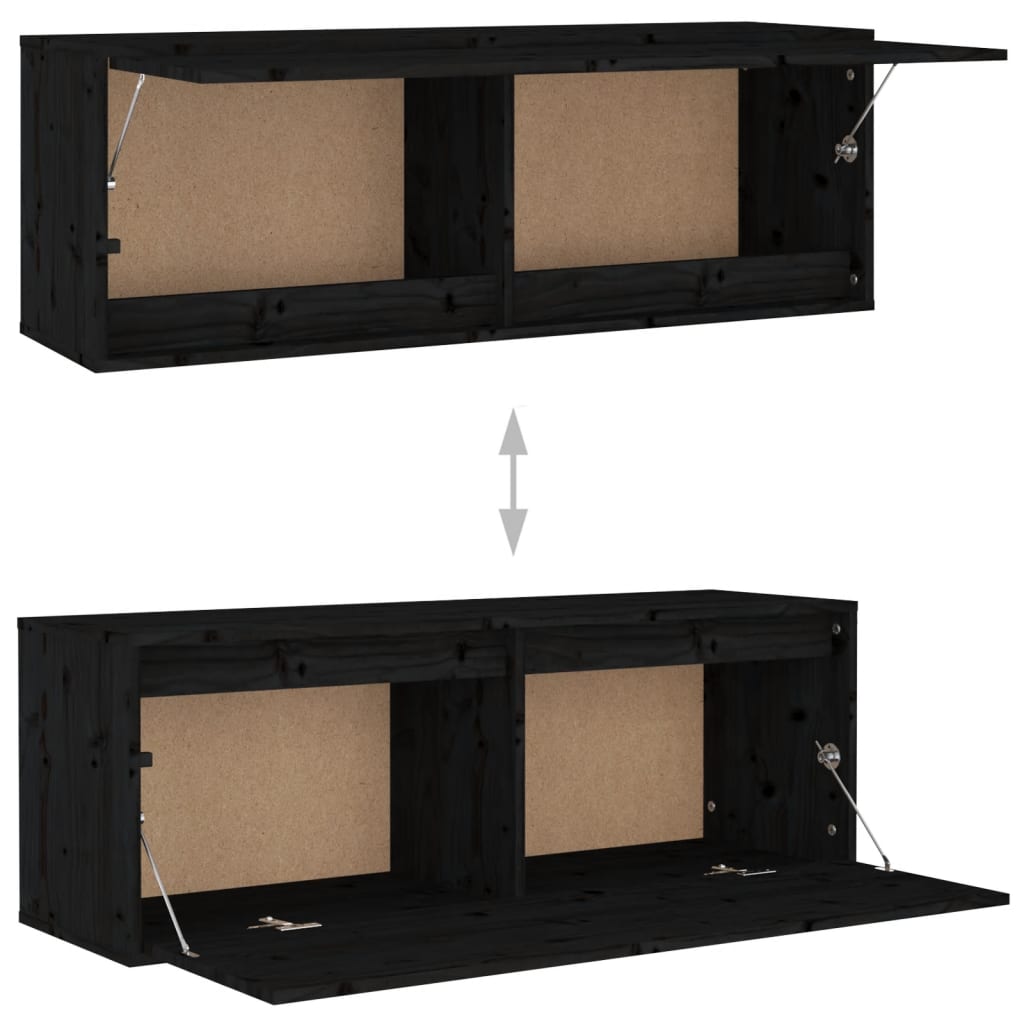 Seinäkaappi musta 100x30x35 cm täysi mänty - Sisustajankoti.fi