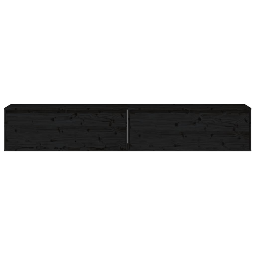 Seinäkaapit 2 kpl musta 100x30x35 cm täysi mänty - Sisustajankoti.fi