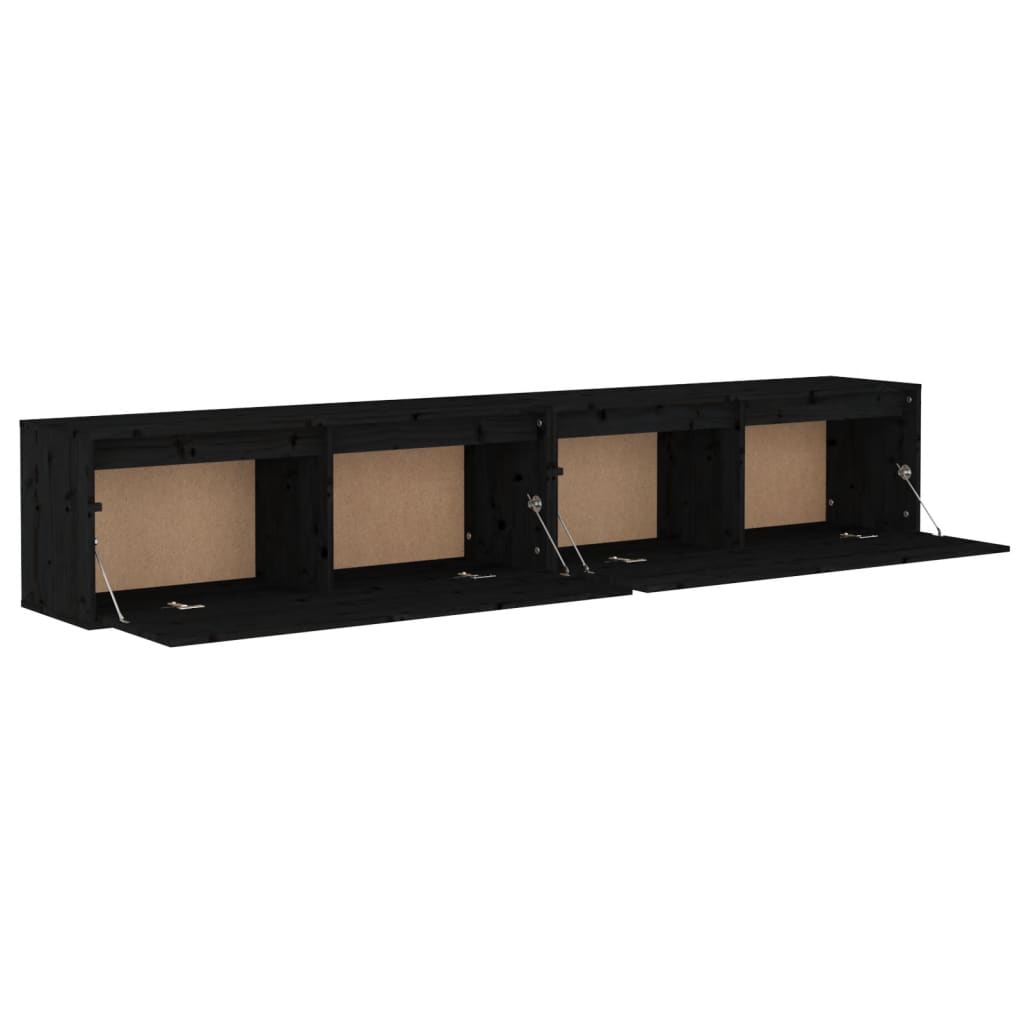 Seinäkaapit 2 kpl musta 100x30x35 cm täysi mänty - Sisustajankoti.fi