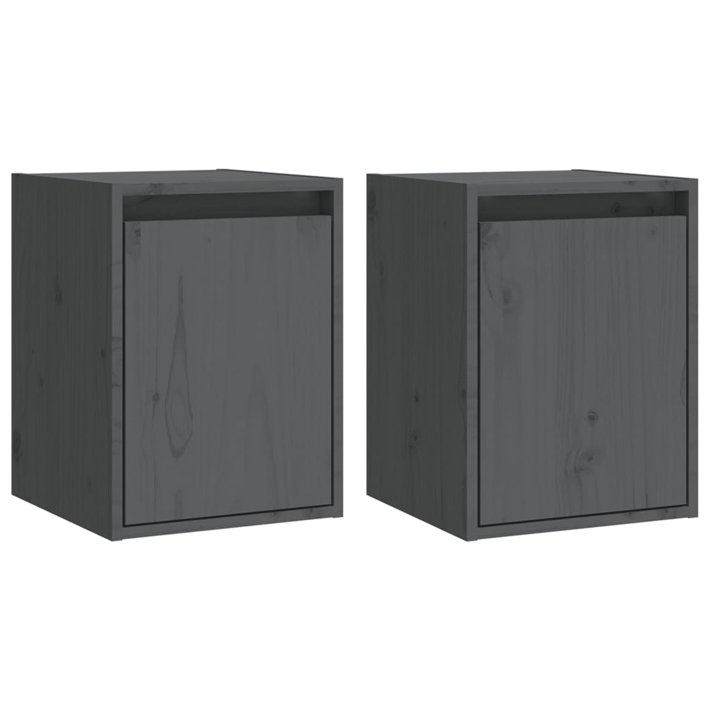 Seinäkaapit 2 kpl harmaa 30x30x40 cm täysi mänty - Sisustajankoti.fi