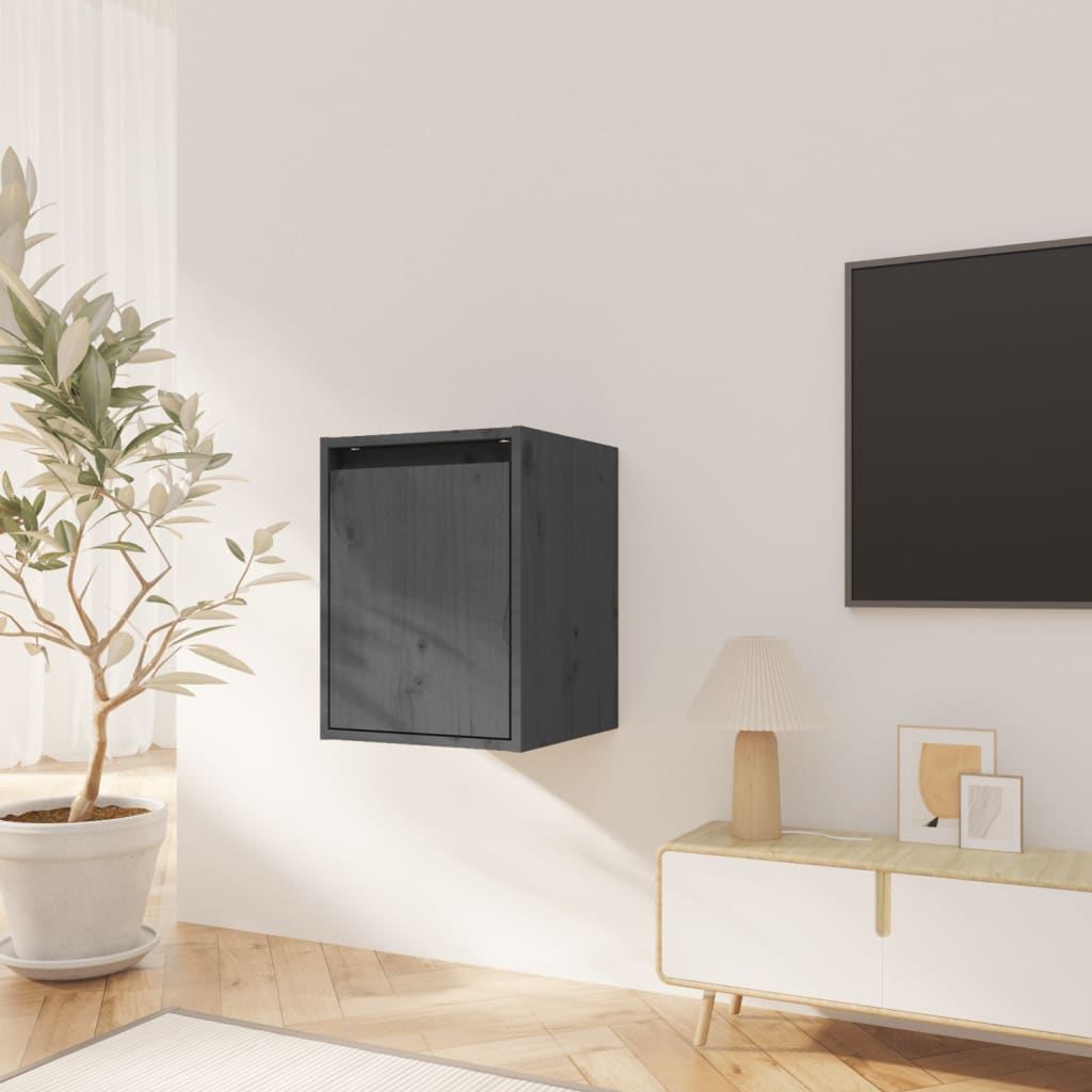 Seinäkaapit 2 kpl harmaa 30x30x40 cm täysi mänty - Sisustajankoti.fi