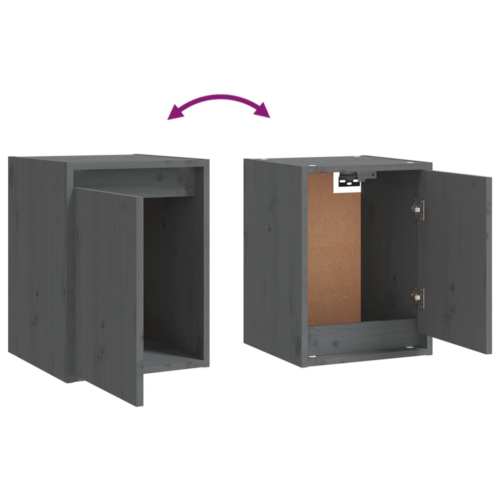 Seinäkaapit 2 kpl harmaa 30x30x40 cm täysi mänty - Sisustajankoti.fi