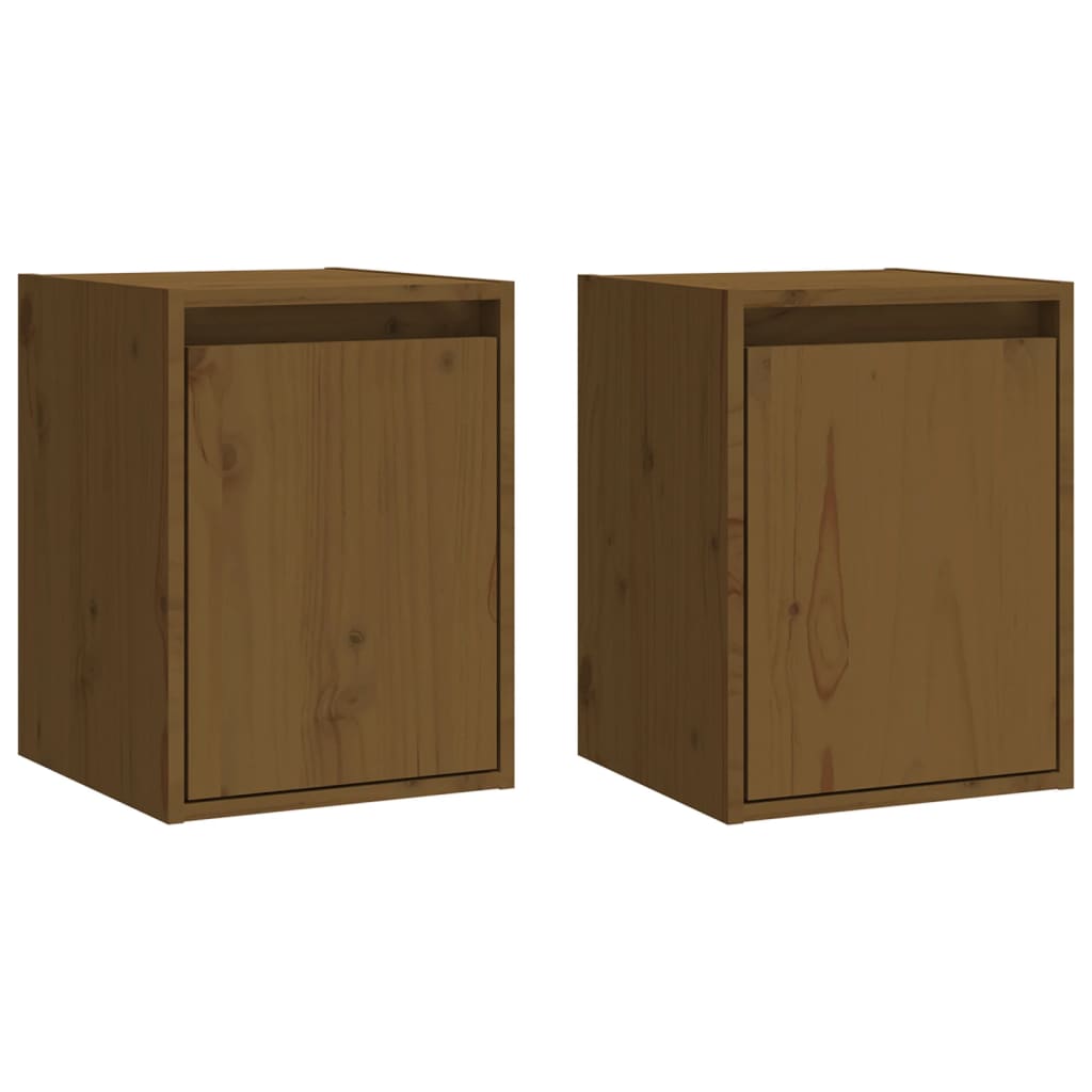 Seinäkaapit 2 kpl hunajanruskea 30x30x40 cm täysi mänty - Sisustajankoti.fi