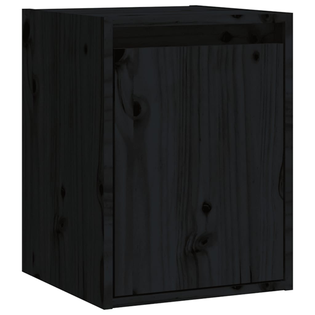 Seinäkaapit 2 kpl musta 30x30x40 cm täysi mänty - Sisustajankoti.fi