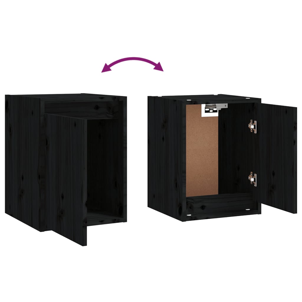 Seinäkaapit 2 kpl musta 30x30x40 cm täysi mänty - Sisustajankoti.fi