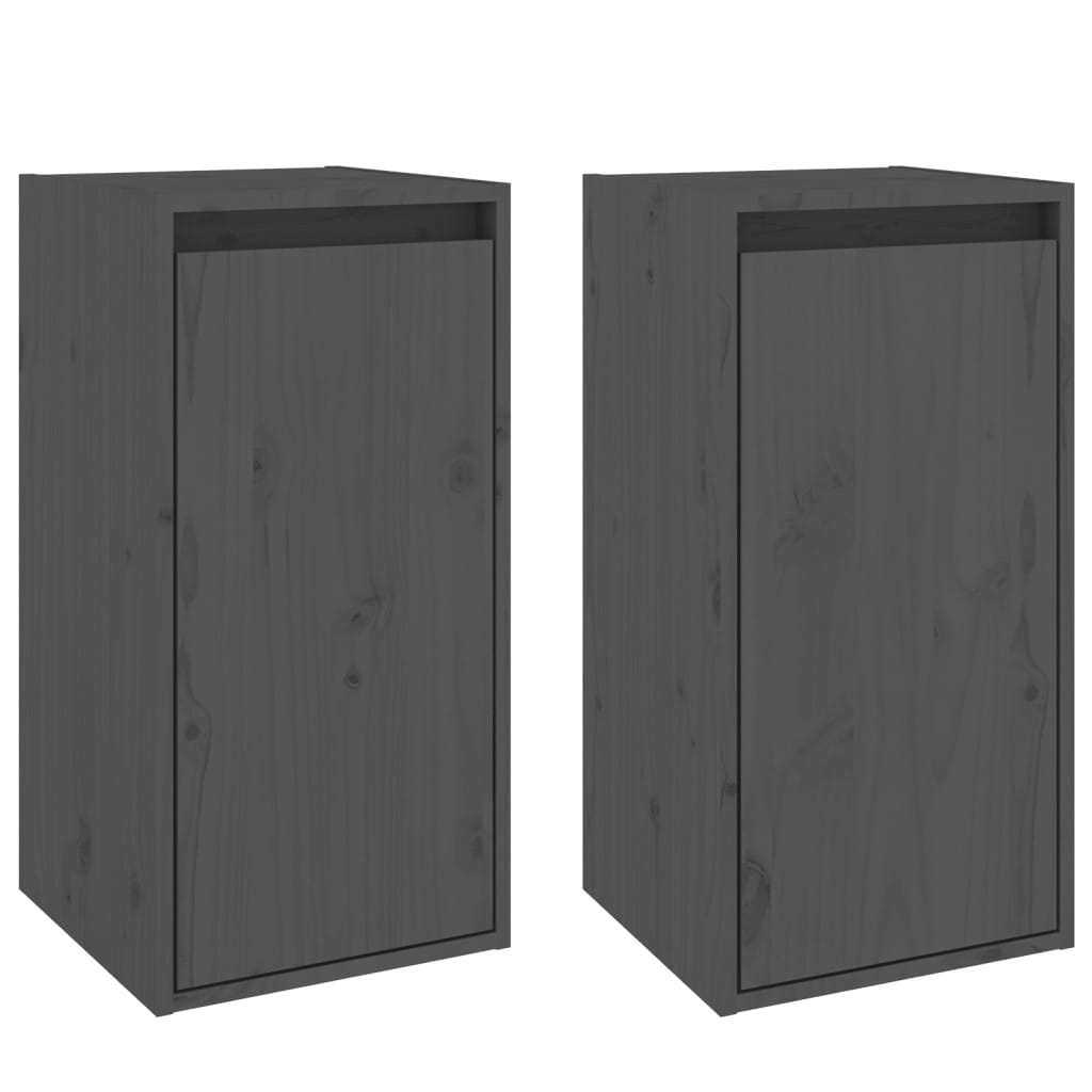 Seinäkaapit 2 kpl harmaa 30x30x60 cm täysi mänty - Sisustajankoti.fi