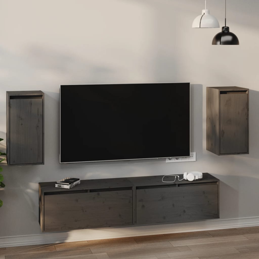 Seinäkaapit 2 kpl harmaa 30x30x60 cm täysi mänty - Sisustajankoti.fi