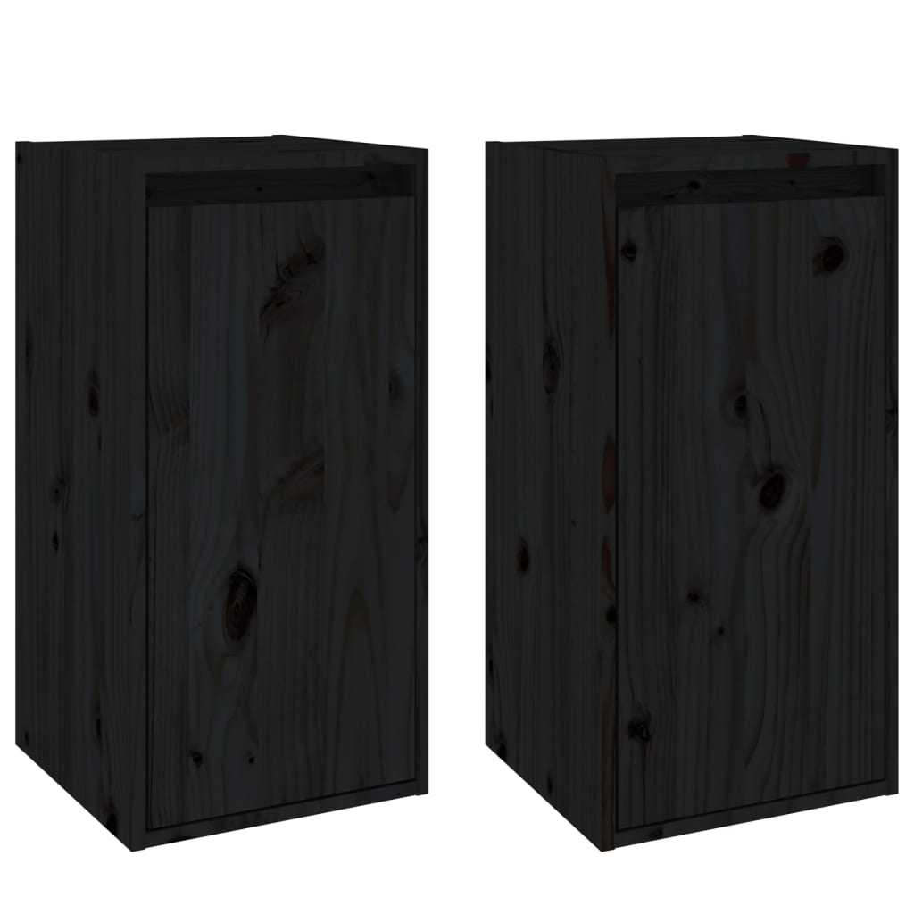 Seinäkaapit 2 kpl musta 30x30x60 cm täysi mänty - Sisustajankoti.fi