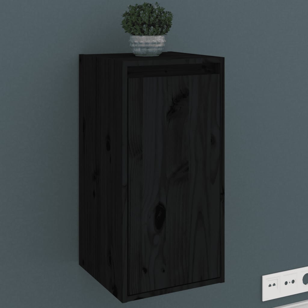 Seinäkaapit 2 kpl musta 30x30x60 cm täysi mänty - Sisustajankoti.fi