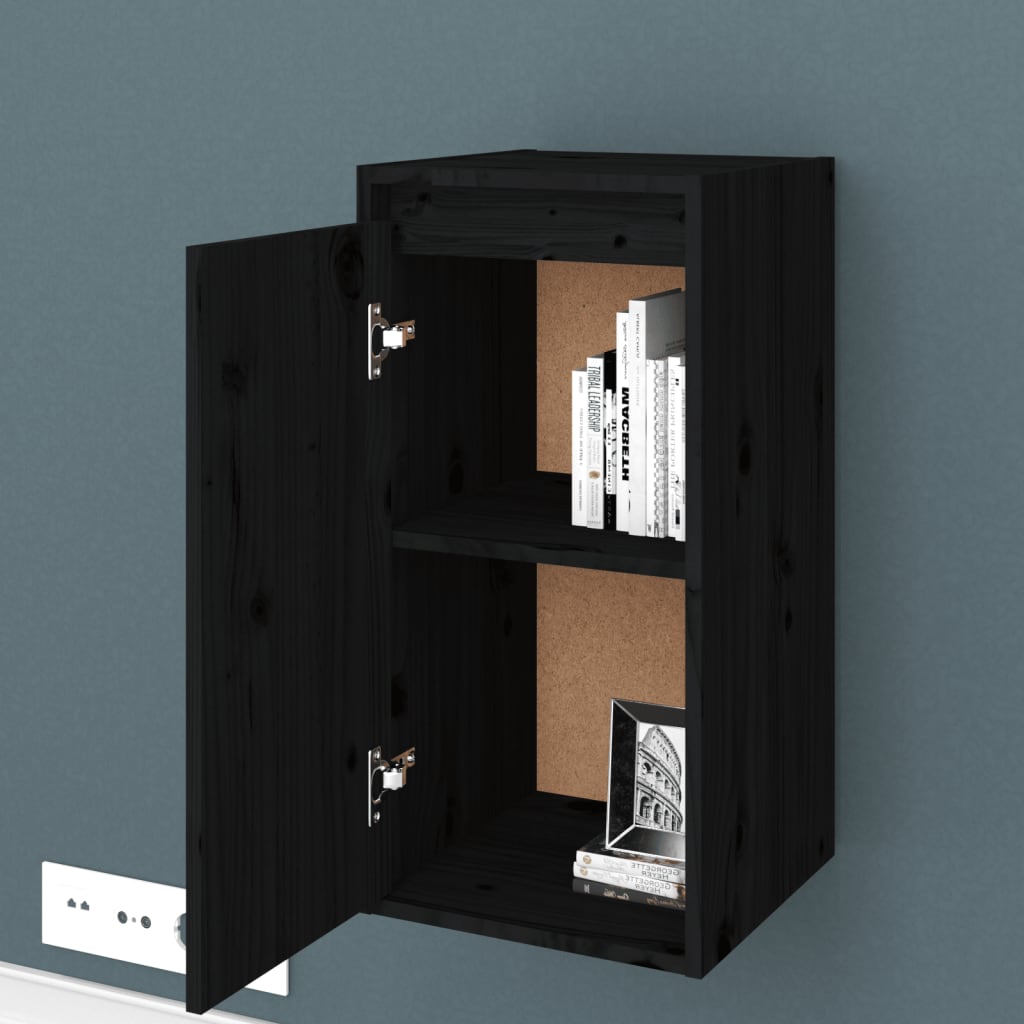 Seinäkaapit 2 kpl musta 30x30x60 cm täysi mänty - Sisustajankoti.fi