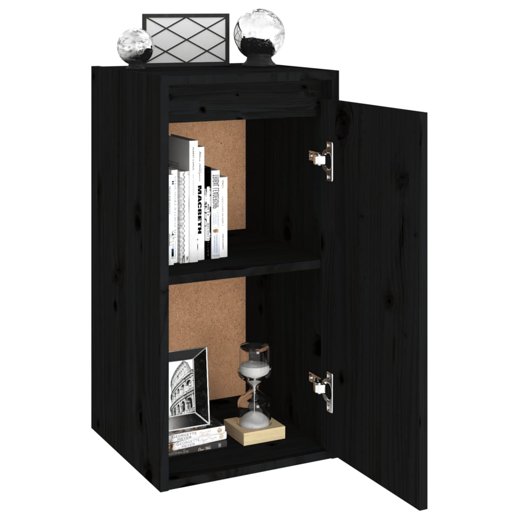 Seinäkaapit 2 kpl musta 30x30x60 cm täysi mänty - Sisustajankoti.fi