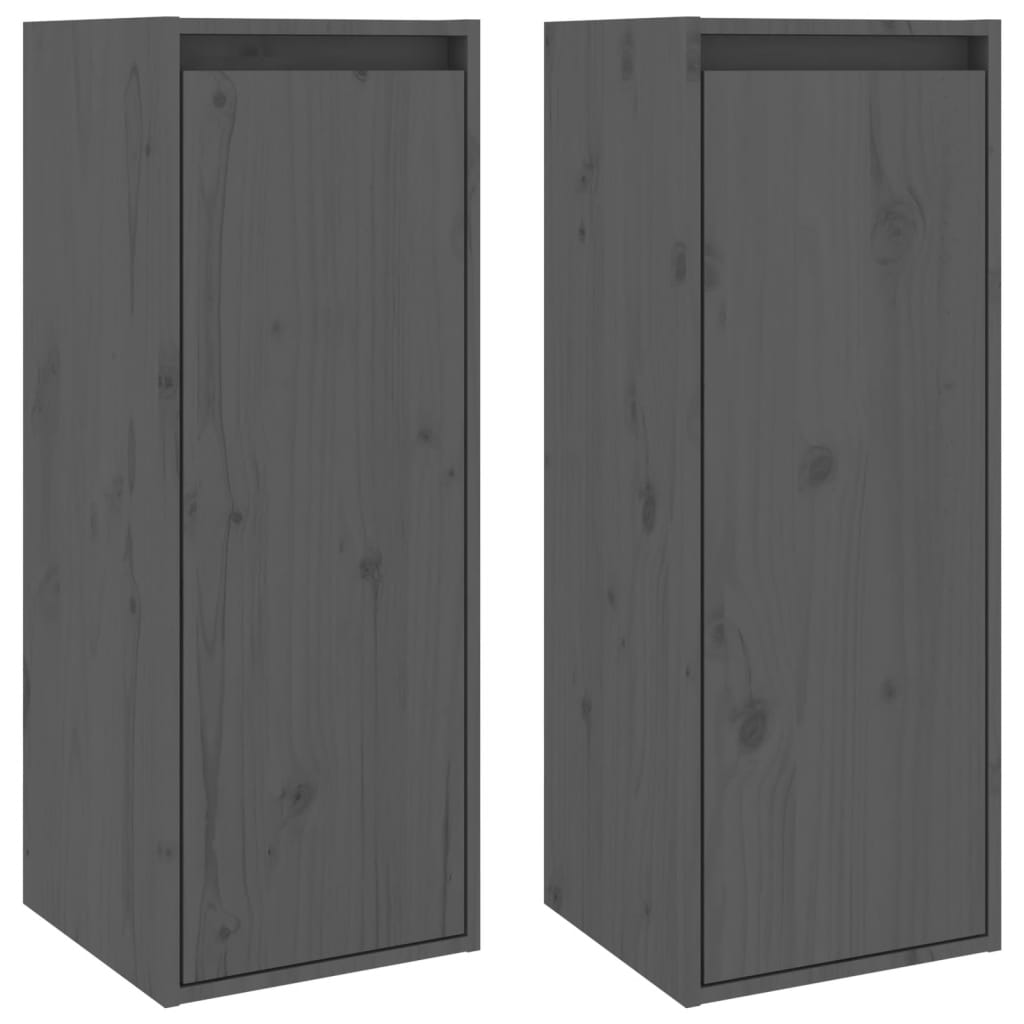 Seinäkaapit 2 kpl harmaa 30x30x80 cm täysi mänty - Sisustajankoti.fi