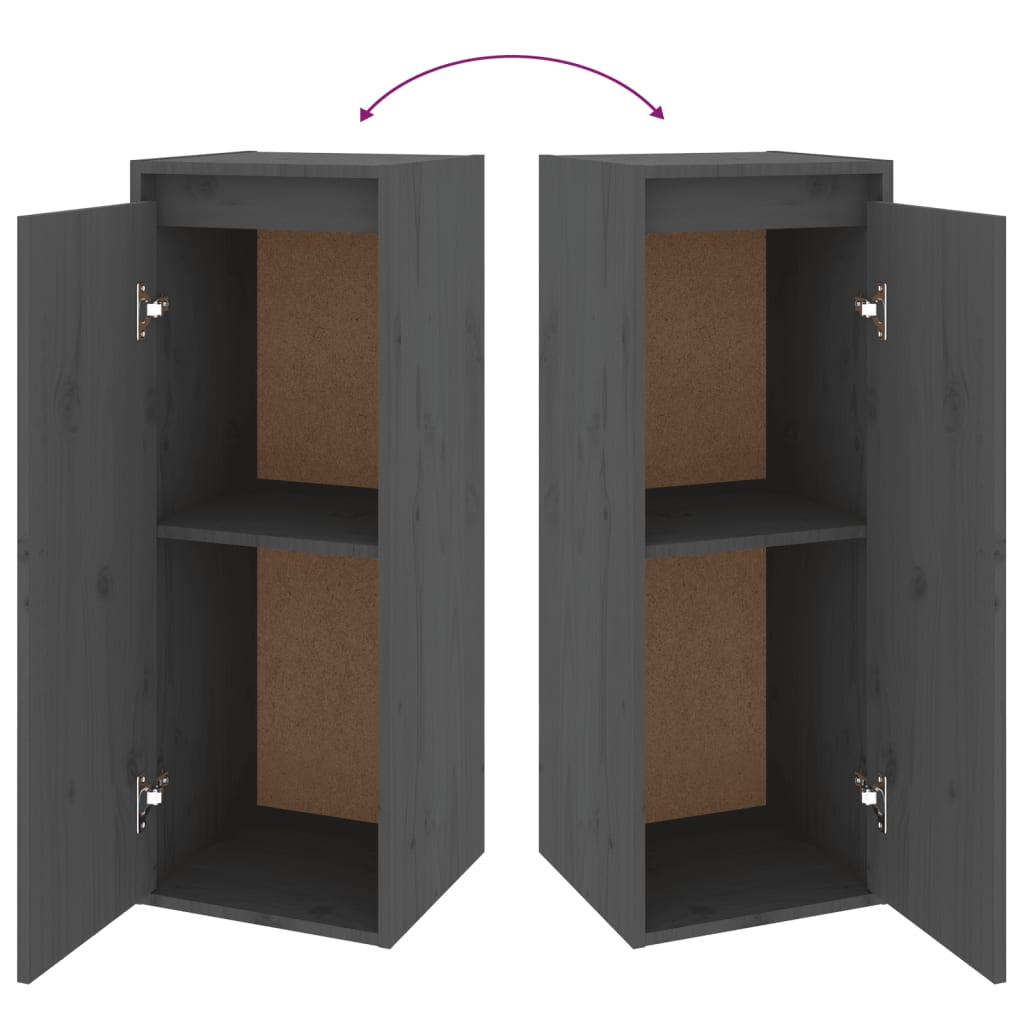 Seinäkaapit 2 kpl harmaa 30x30x80 cm täysi mänty - Sisustajankoti.fi