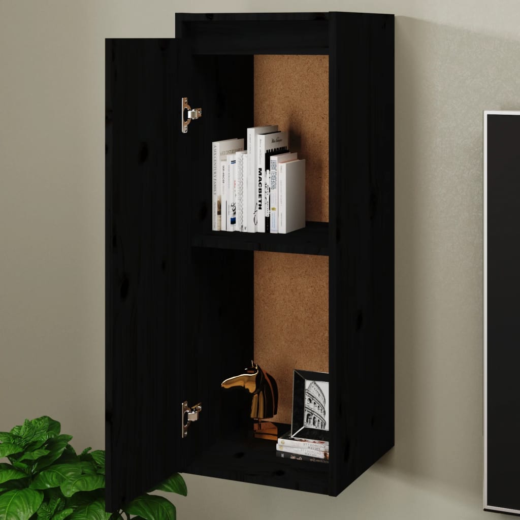 Seinäkaappi musta 30x30x80 cm täysi mänty - Sisustajankoti.fi