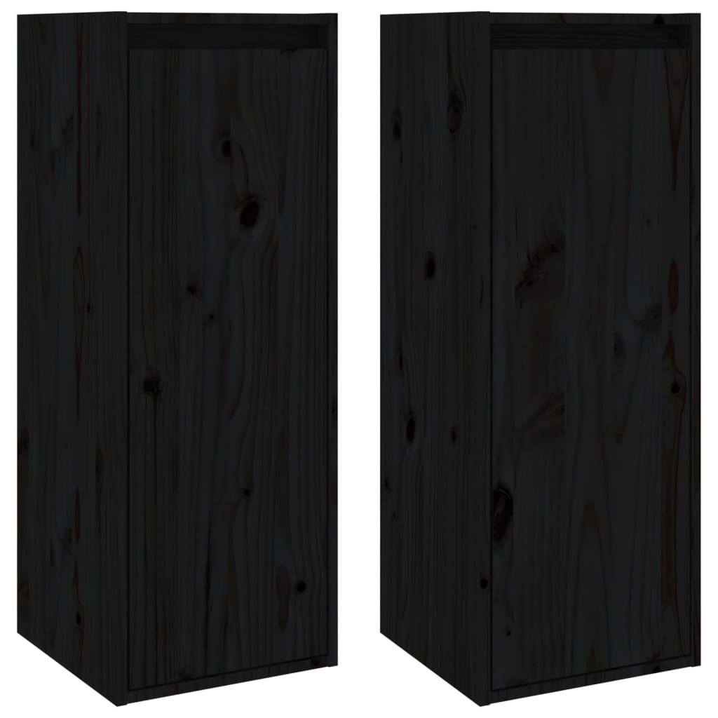 Seinäkaapit 2 kpl musta 30x30x80 cm täysi mänty - Sisustajankoti.fi