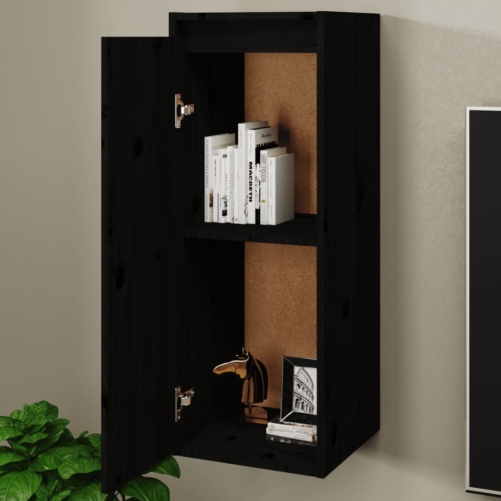 Seinäkaapit 2 kpl musta 30x30x80 cm täysi mänty - Sisustajankoti.fi