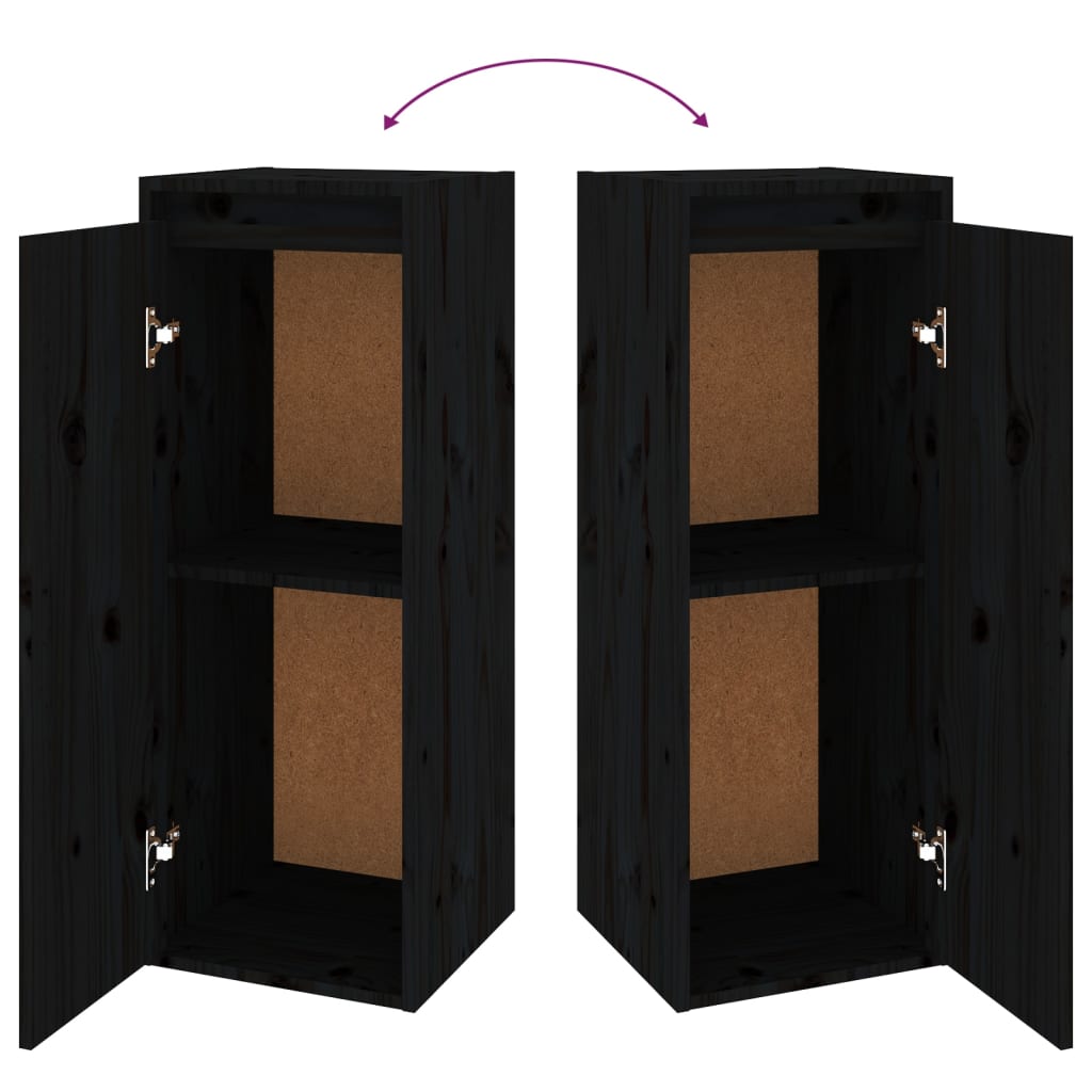 Seinäkaapit 2 kpl musta 30x30x80 cm täysi mänty - Sisustajankoti.fi